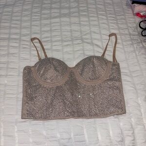 Sparkling Tan Corset Top